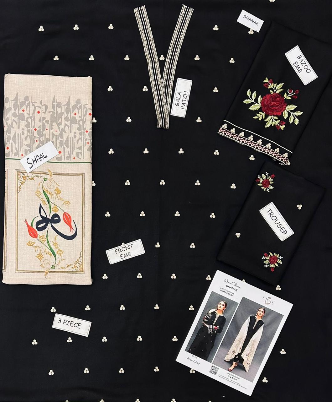 3PC Unstitched Dhanak Suit