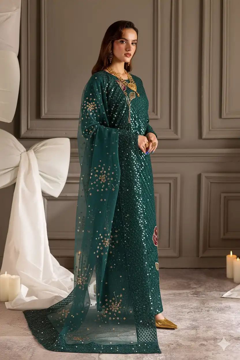Luxury Embroidered Chiffon Suit