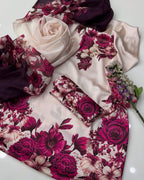 Floral Digital Printed Silk 3 Piece Unstitched Suit with Dupatta, Shirt & Trouser
