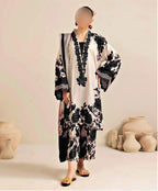 Floral Digital Printed Silk 3 Piece Unstitched Suit with Dupatta, Shirt & Trouser