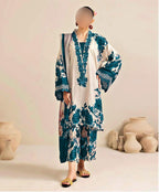 Floral Digital Printed Silk 3 Piece Unstitched Suit with Dupatta, Shirt & Trouser