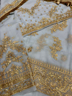 JZ Textiles JZ-220 Semi Pure Chiffon Embroidered Bridal Dress with Lehenga & Dupatta