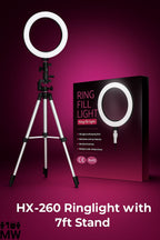 HX-260 Ring Light with 3 Modes & 7Ft Adjustable Stand