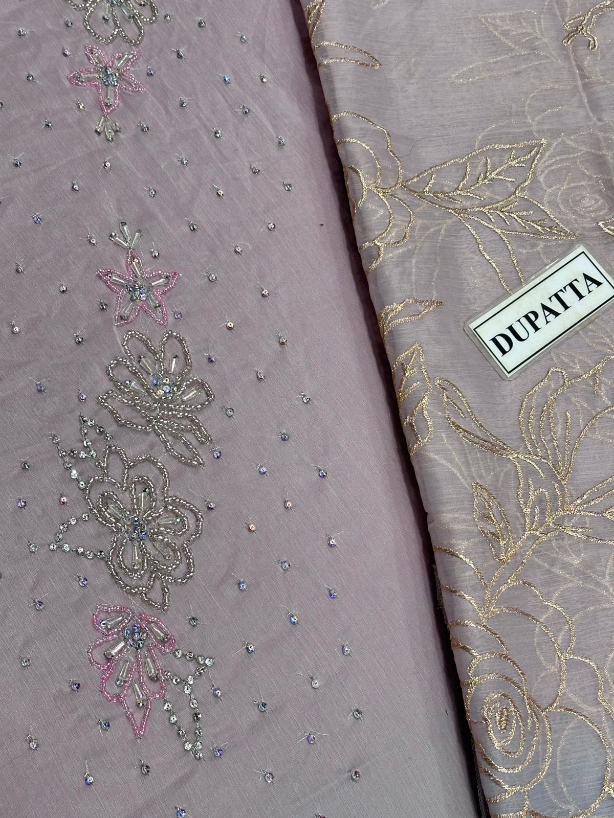 Lulusar Unstitched Replica Chiffon 3Pc Suit with Raw Silk Trouser & Inner