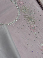 Lulusar Unstitched Replica Chiffon 3Pc Suit with Raw Silk Trouser & Inner