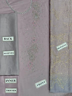 Lulusar Unstitched Replica Chiffon 3Pc Suit with Raw Silk Trouser & Inner