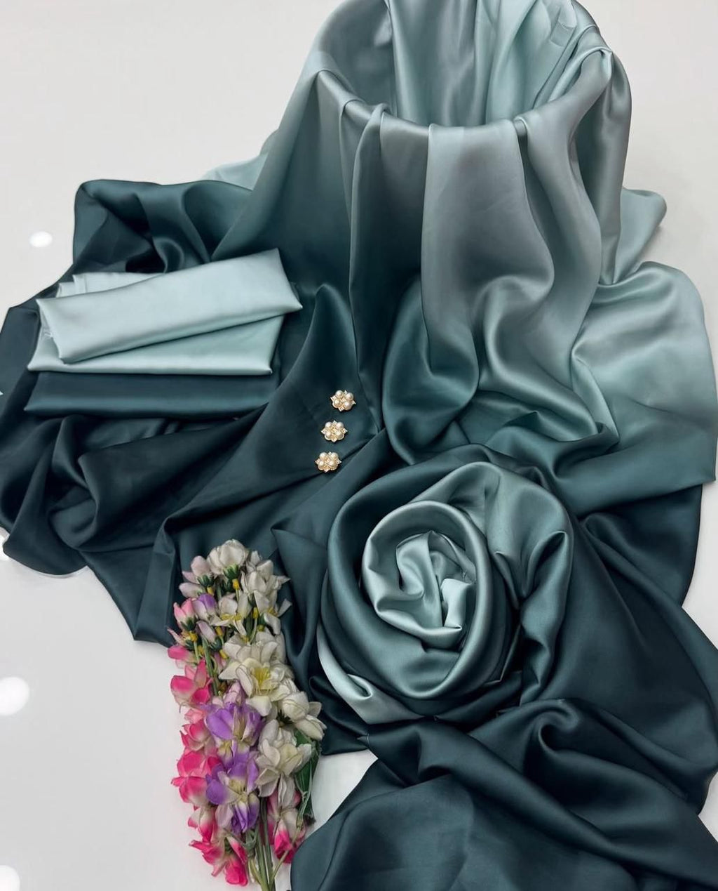 Floral Silk Digital Printed 3 Piece Dress with Dupatta, Shirt & Trouser