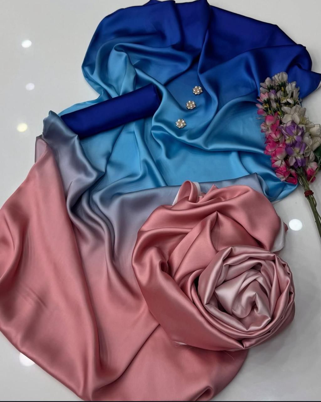 Floral Silk Digital Printed 3 Piece Dress with Dupatta, Shirt & Trouser