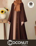 Tich Button Chocolaty Brown Abaya with Inner Style & Georgette Stoller