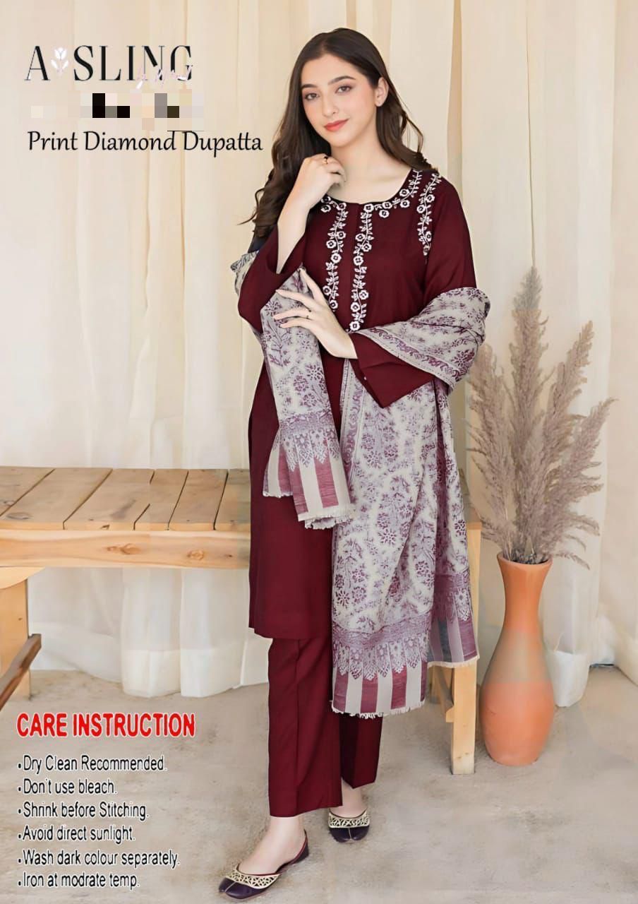 Luxury 3 Piece Dhank Unstitched Suit