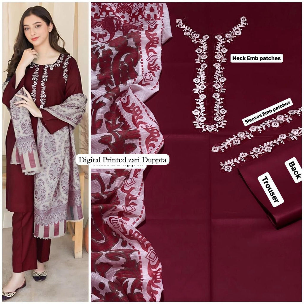 Luxury 3 Piece Dhank Unstitched Suit