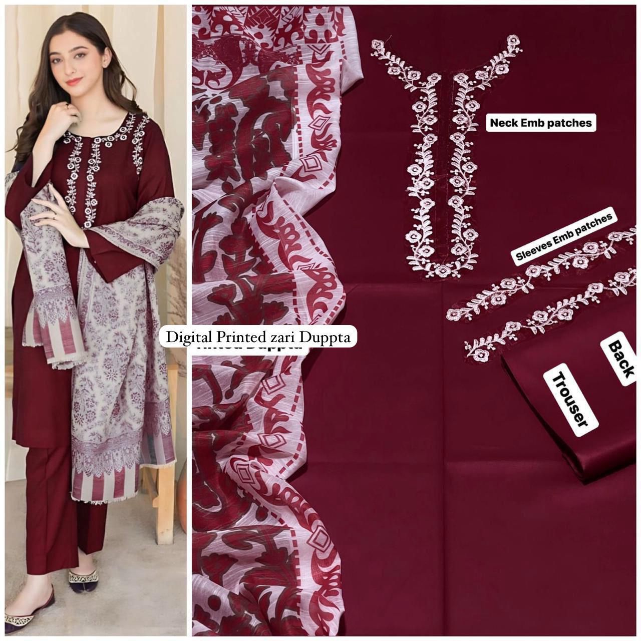 Luxury 3 Piece Dhank Unstitched Suit