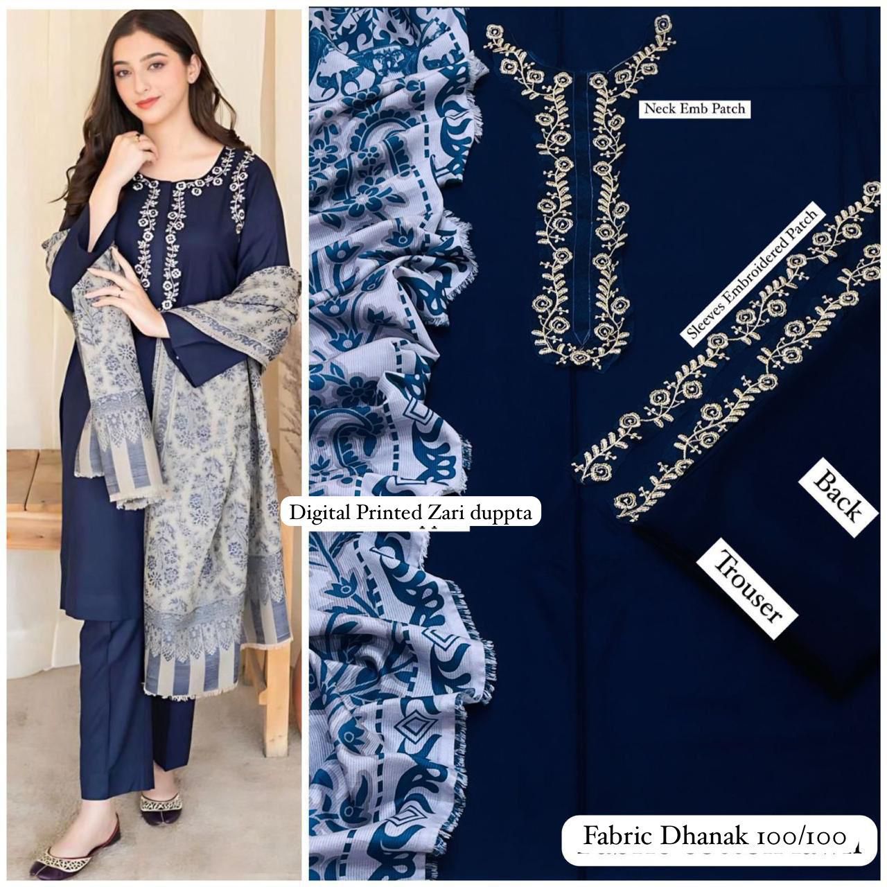 Luxury 3 Piece Dhank Unstitched Suit