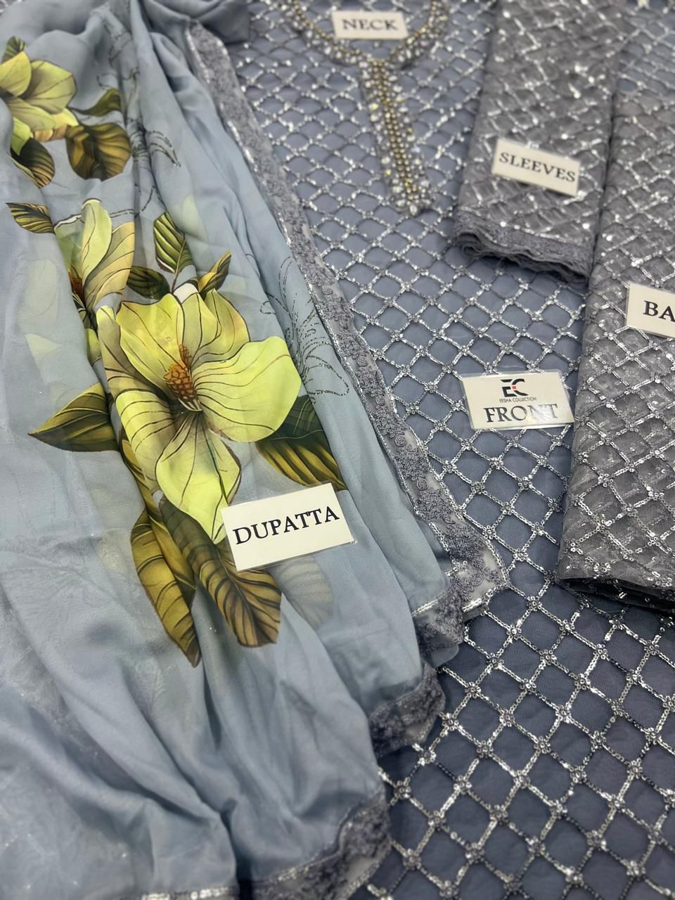 LULUSAR Luxury Adda Work Net Embroidered 3-Piece Suit