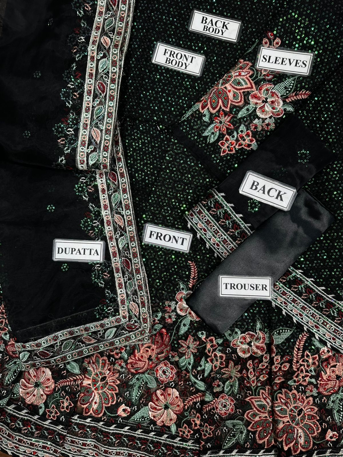 JAZMIN Luxury Organza Sequence Embroidered Frock