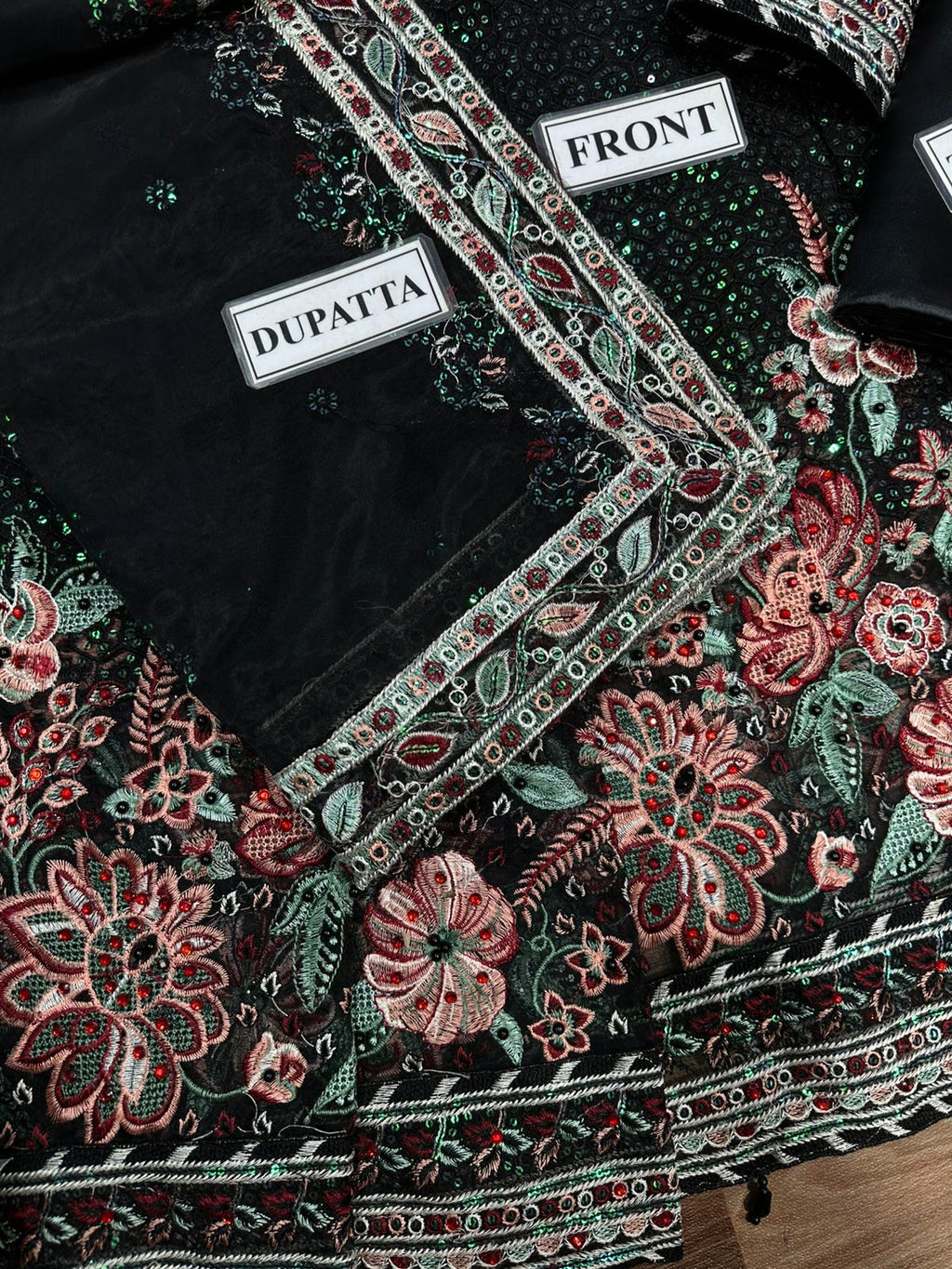 JAZMIN Luxury Organza Sequence Embroidered Frock