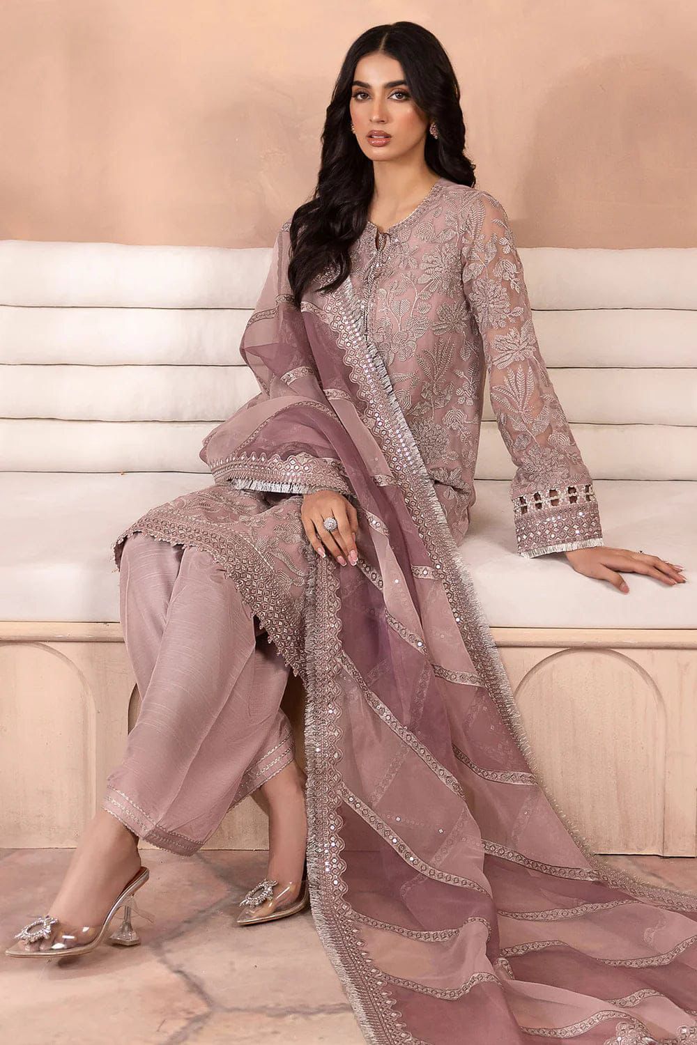 JAZMIN Luxury Organza Embroidered 3-Piece Unstitched Suit
