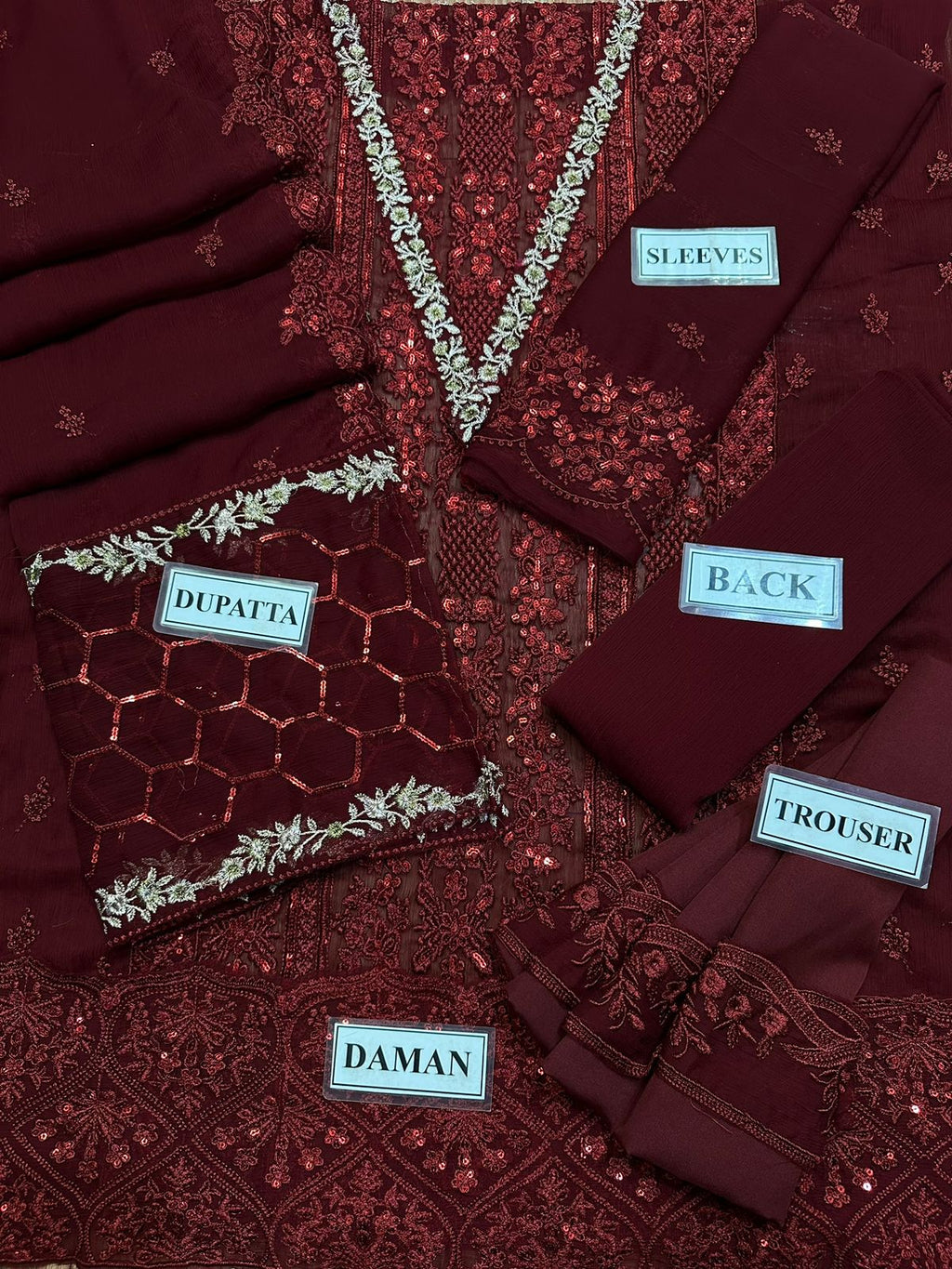 Azure MD-1143 Luxury Chiffon Embroidered 3-Piece