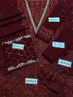 Azure MD-1143 Luxury Chiffon Embroidered 3-Piece