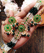 Zarqoon Egyptian Style Stone Choker Set with Earrings & Tikka