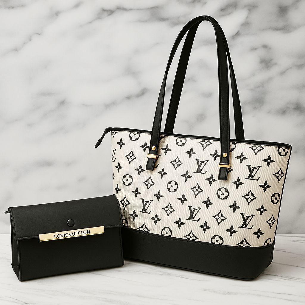 LV High Quality Tote Bag with Matching Clutch Wallet