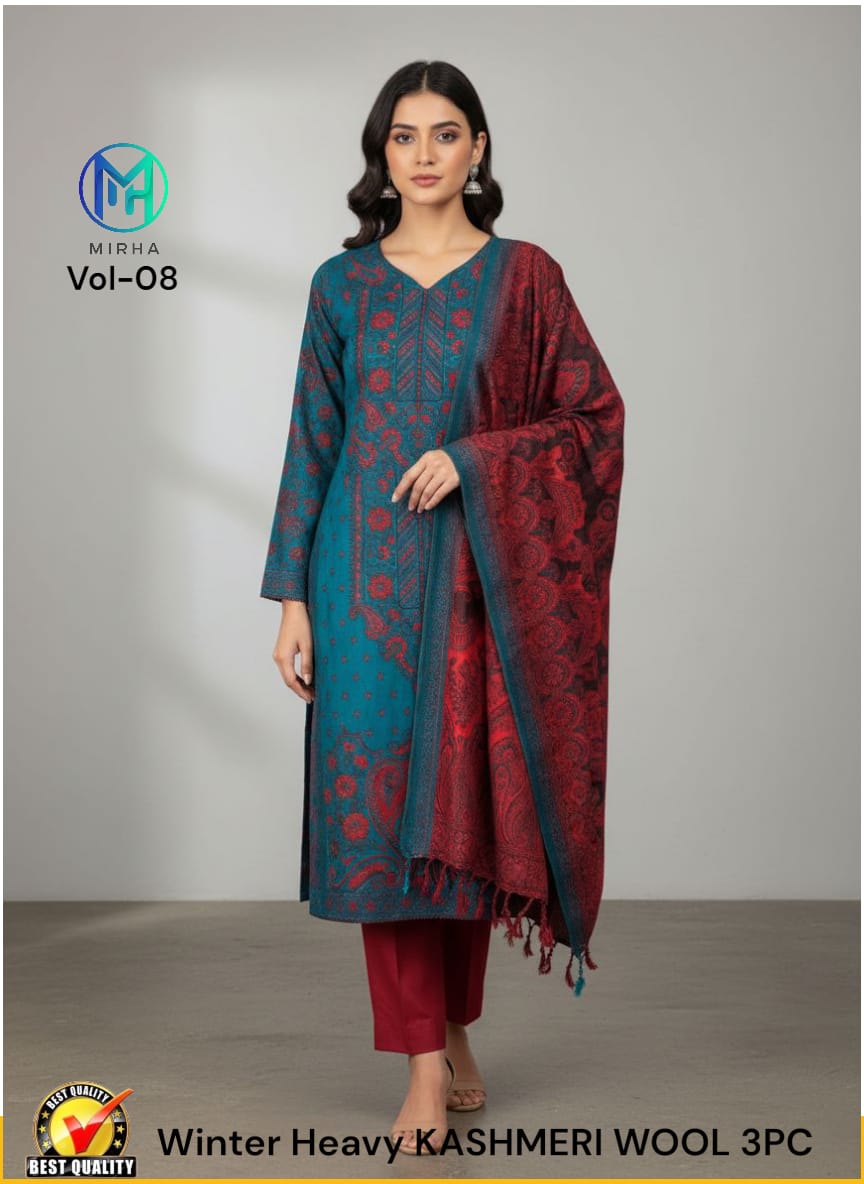 New Arrival Heavy Kashmiri Wool 3PC Unstitched Winter Suit