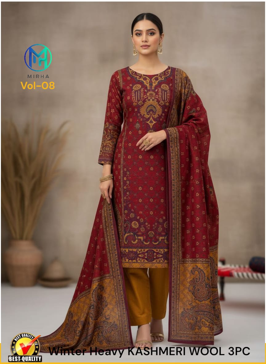 New Arrival Heavy Kashmiri Wool 3PC Unstitched Winter Suit