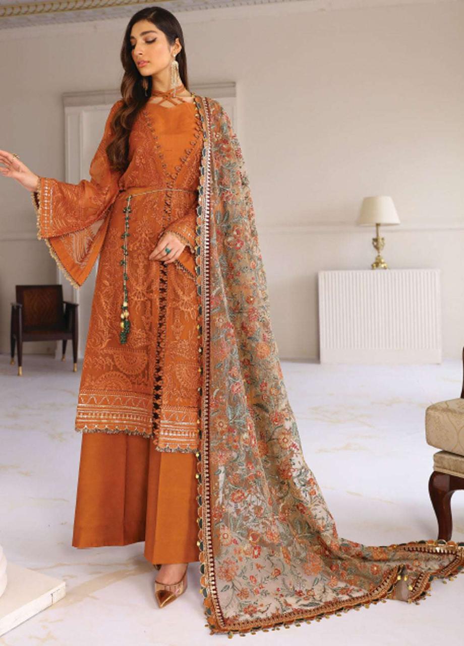Baroque Luxury Chiffon & Net Embroidered 3-Piece Unstitched Suit