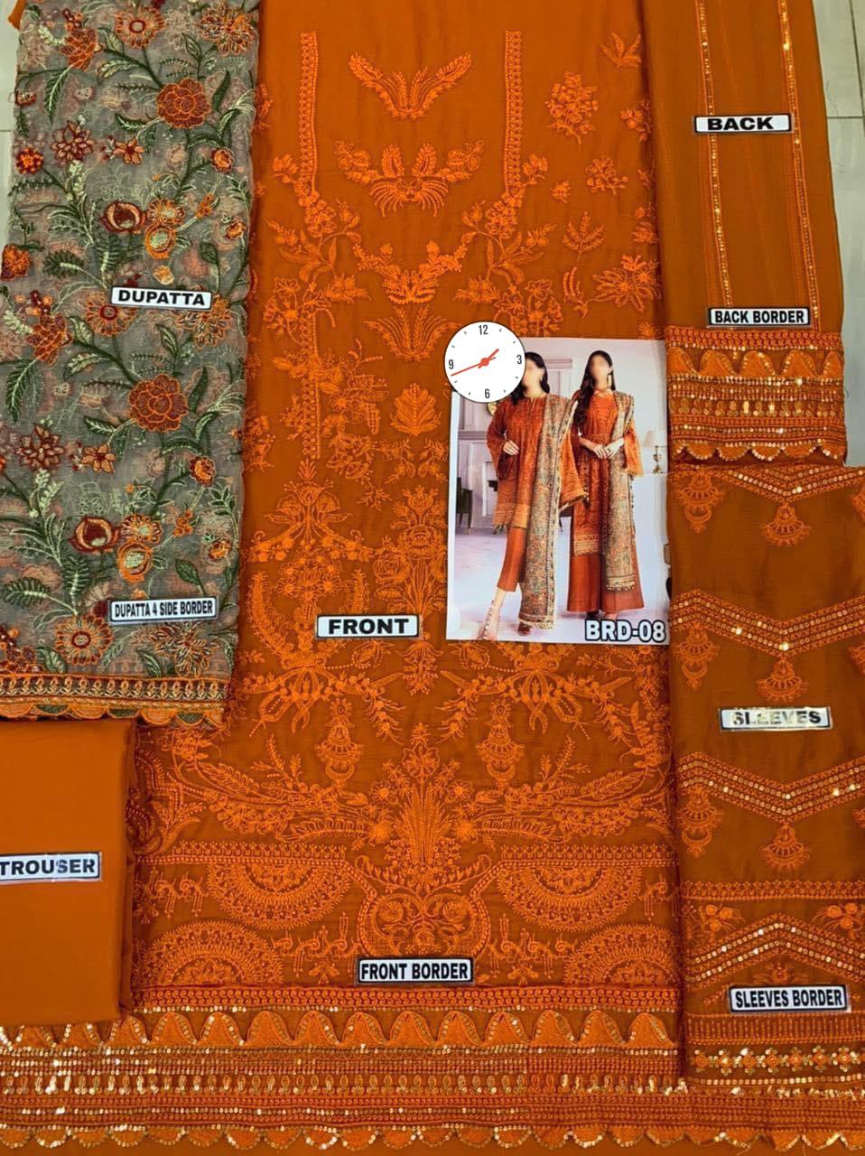 Baroque Luxury Chiffon & Net Embroidered 3-Piece Unstitched Suit