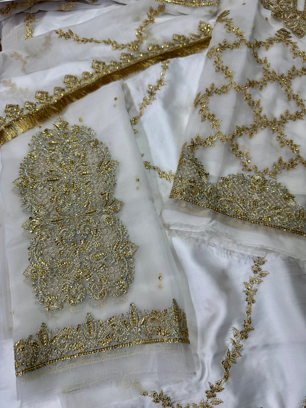 JZ Textiles JZ-254 Semi Pure Chiffon & Shamos Silk Embroidered Bridal Dress