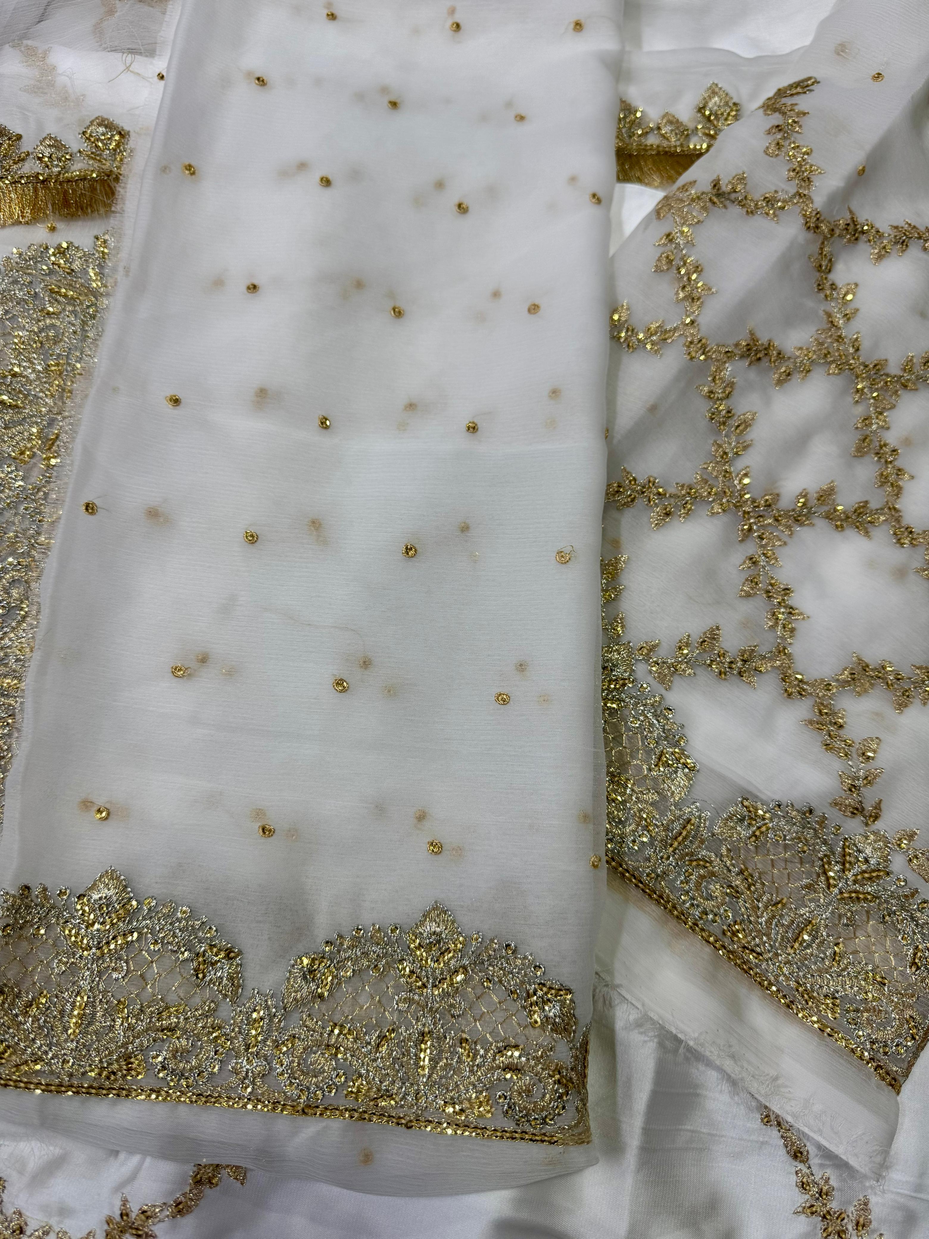 JZ Textiles JZ-254 Semi Pure Chiffon & Shamos Silk Embroidered Bridal Dress