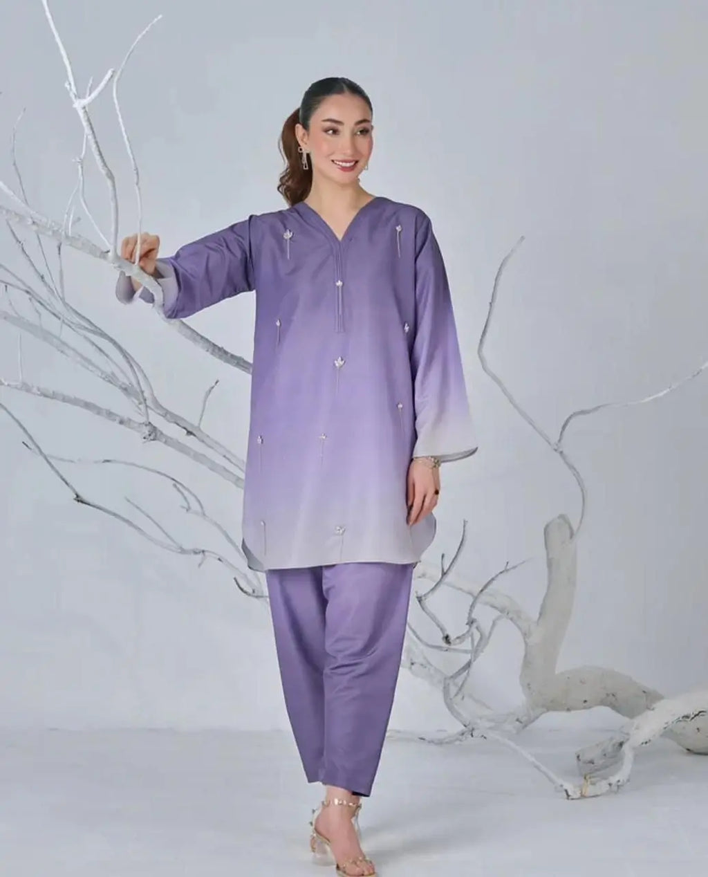 Floral Silk Digital Printed 3 Piece Dress with Dupatta, Shirt & Trouser