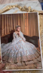 JZ Textiles JZ-220 Semi Pure Chiffon Embroidered Bridal Dress with Lehenga & Dupatta